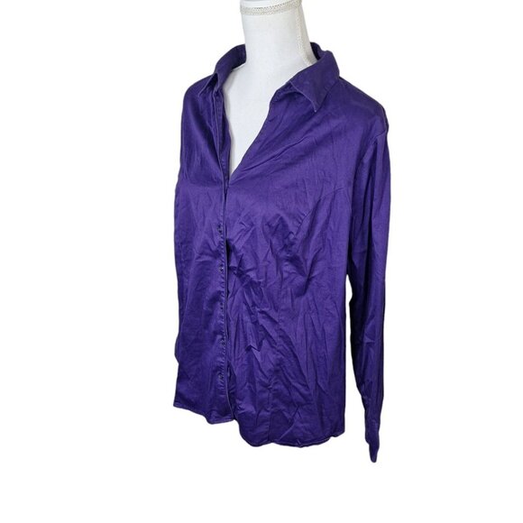 Lane Bryant Button Up Down Purple Collared Long Sleeve Womens Plus Size 18 Shirt - Picture 1 of 11
